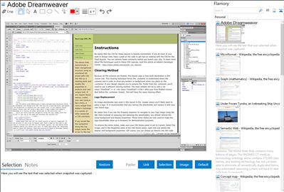 Adobe Dreamweaver - Flamory bookmarks and screenshots