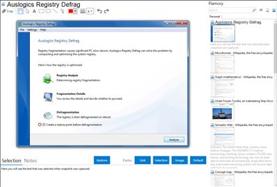 Auslogics Registry Defrag - Flamory bookmarks and screenshots
