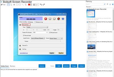 Boilsoft Screen Recorder - Flamory bookmarks and screenshots