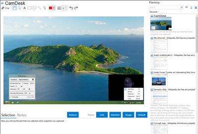 CamDesk - Flamory bookmarks and screenshots