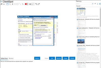 ClientSpot - Flamory bookmarks and screenshots