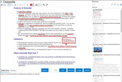 Clonezilla - Flamory bookmarks and screenshots