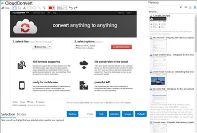 CloudConvert - Flamory bookmarks and screenshots