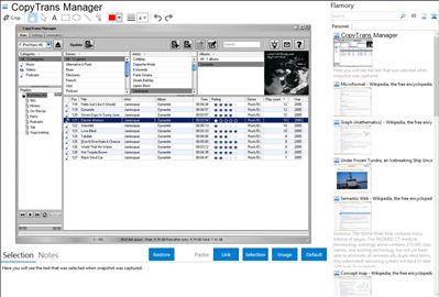 CopyTrans Manager - Flamory bookmarks and screenshots