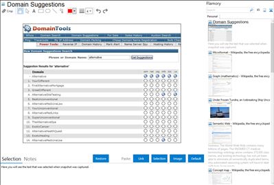 Domain Suggestions - Flamory bookmarks and screenshots