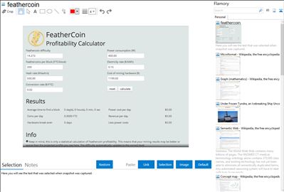 feathercoin - Flamory bookmarks and screenshots
