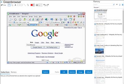 Greenbrowser - Flamory bookmarks and screenshots