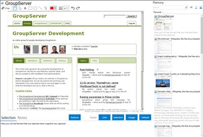 GroupServer - Flamory bookmarks and screenshots
