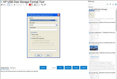 HP USB Disk Storage Format Tool - Flamory bookmarks and screenshots