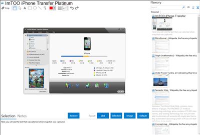 ImTOO iPhone Transfer Platinum - Flamory bookmarks and screenshots