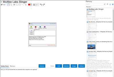 McAfee Labs Stinger - Flamory bookmarks and screenshots