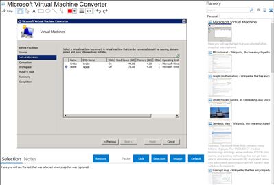 Microsoft Virtual Machine Converter - Flamory bookmarks and screenshots