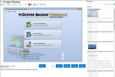 Ocster Backup - Flamory bookmarks and screenshots
