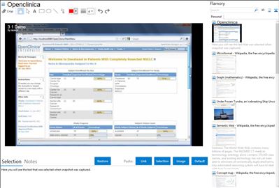 Openclinica - Flamory bookmarks and screenshots