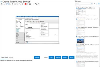 Oracle Taleo Cloud Service - Flamory bookmarks and screenshots