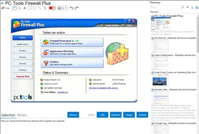 PC Tools Firewall Plus - Flamory bookmarks and screenshots