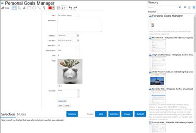 Personal Goals Manager - Flamory bookmarks and screenshots