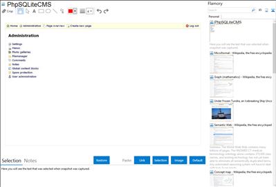 PhpSQLiteCMS - Flamory bookmarks and screenshots