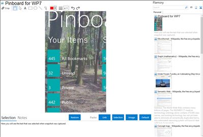 Pinboard for WP7 - Flamory bookmarks and screenshots