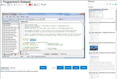Programmer's Notepad - Flamory bookmarks and screenshots