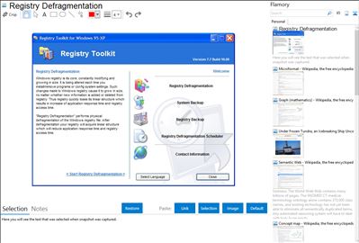 Registry Defragmentation - Flamory bookmarks and screenshots