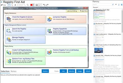 Registry First Aid - Flamory bookmarks and screenshots