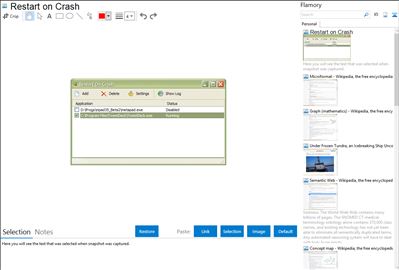 Restart on Crash - Flamory bookmarks and screenshots