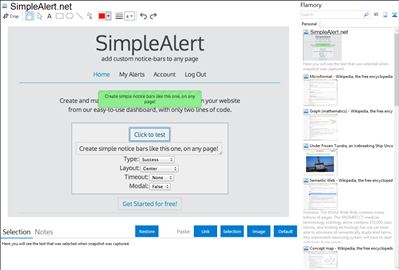SimpleAlert.net - Flamory bookmarks and screenshots