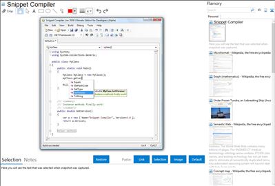 Snippet Compiler - Flamory bookmarks and screenshots