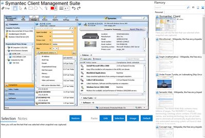 Symantec Client Management Suite - Flamory bookmarks and screenshots