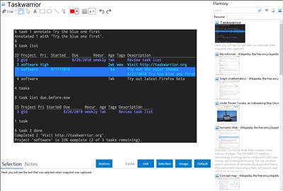 Taskwarrior - Flamory bookmarks and screenshots