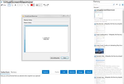 VirtualScreenMaximizer - Flamory bookmarks and screenshots