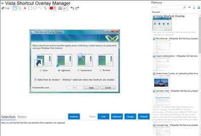 Vista Shortcut Overlay Manager - Flamory bookmarks and screenshots