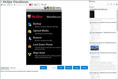 McAfee WaveSecure - Flamory bookmarks and screenshots