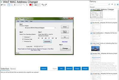 Win7 MAC Address Changer - Flamory bookmarks and screenshots