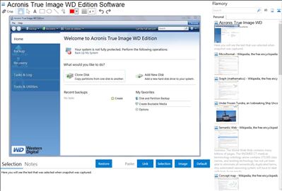 Acronis True Image WD Edition Software - Flamory bookmarks and screenshots