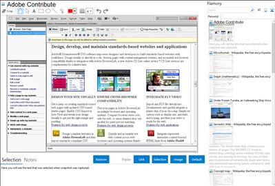 Adobe Contribute - Flamory bookmarks and screenshots