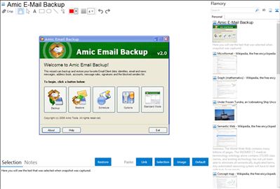 Amic E-Mail Backup - Flamory bookmarks and screenshots