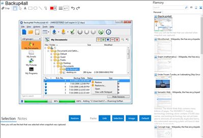 Backup4all - Flamory bookmarks and screenshots