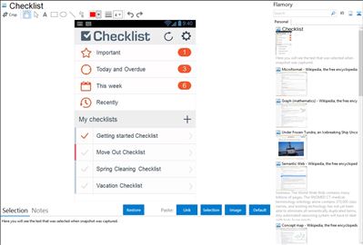 Checklist - Flamory bookmarks and screenshots