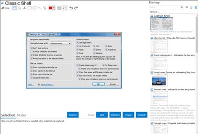 Classic Shell - Flamory bookmarks and screenshots