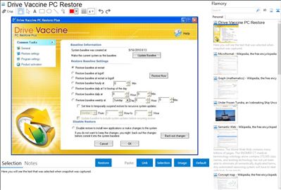 Drive Vaccine PC Restore - Flamory bookmarks and screenshots