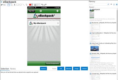 eBackpack - Flamory bookmarks and screenshots