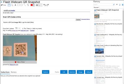 Flash Webcam QR Snapshot - Flamory bookmarks and screenshots
