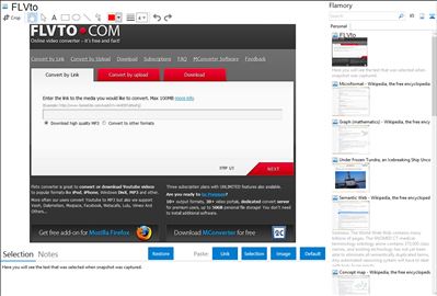 FLVto - Flamory bookmarks and screenshots