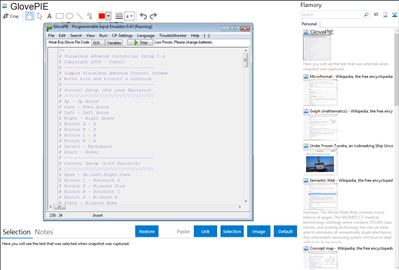 GlovePIE - Flamory bookmarks and screenshots