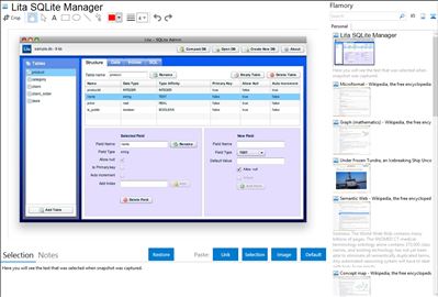 Lita SQLite Manager - Flamory bookmarks and screenshots