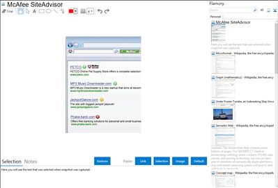 McAfee SiteAdvisor - Flamory bookmarks and screenshots