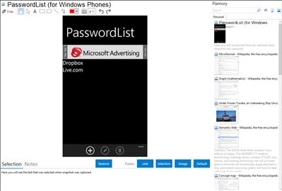 PasswordList (for Windows Phones) - Flamory bookmarks and screenshots