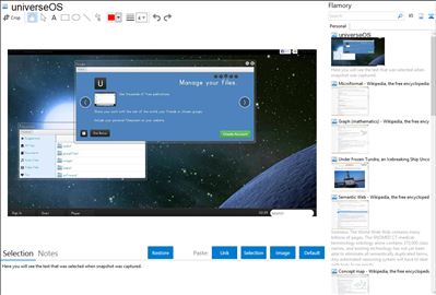 universeOS - Flamory bookmarks and screenshots